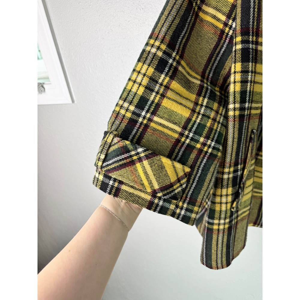 Sundance Size XL Yellow Plaid Wool Blend Button Up Swing Jacket Artsy Grandma - Picture 2 of 8